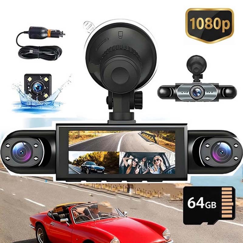360° 4 Channel HD 1080P Car Dash Cam Front and Rear Inside Left Right + Camera
