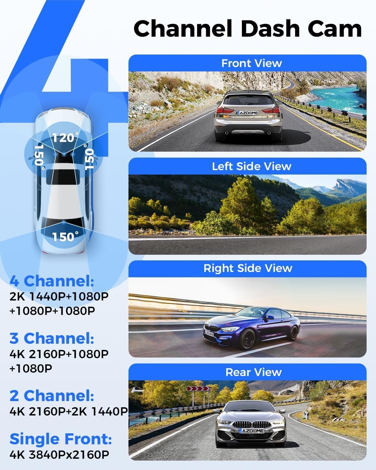 5G WiFi Dash Camera for Cars, Voice Control, IR Night Vision