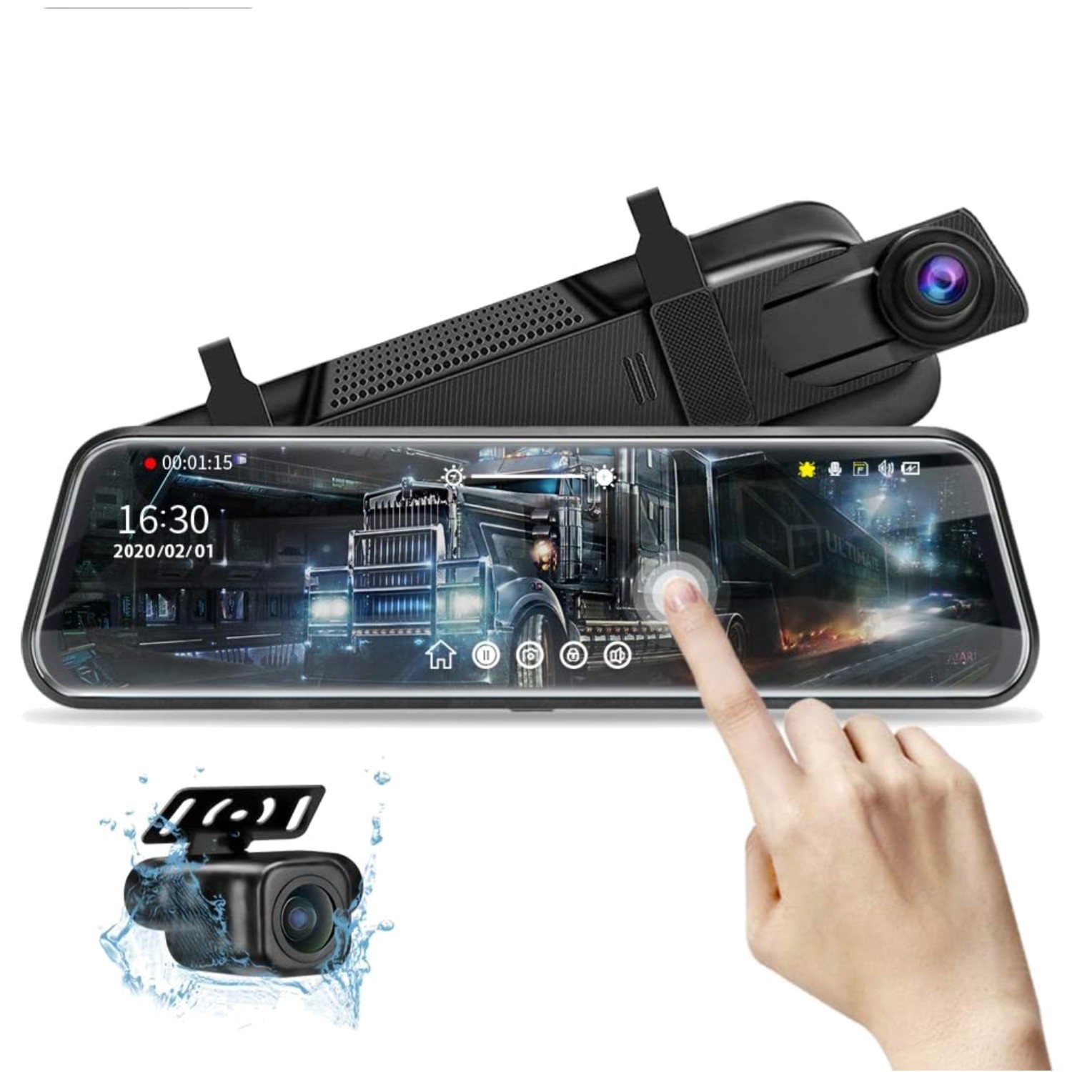 Dual Lens 10” Mirror Dash Cam for Trucks, RVs & SUVs – Night Vision Safety