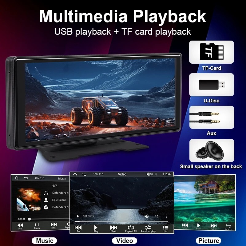 Universal 10.26” Screen Car Radio Multimedia WIFI Video Player Wireless Carplay