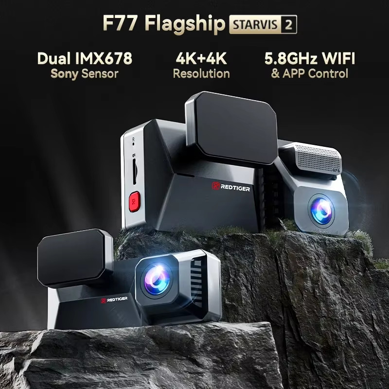 F77 Dashcam Front and Rear 4K+4K HDR Dual Dash Cam Night Vision Voice Control Bu
