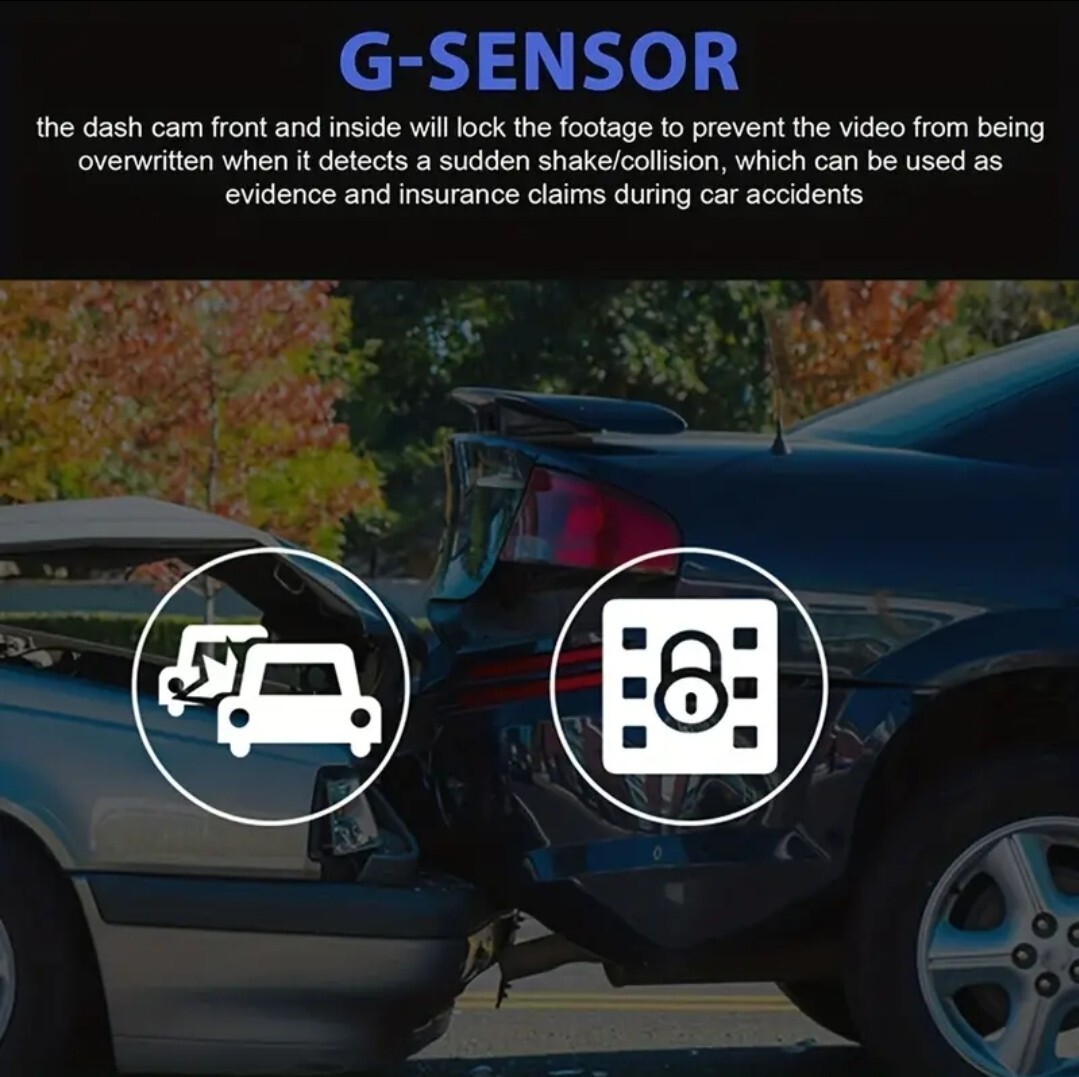 1080P 2 Camera Dash Cam W/ IR Night Vision, Loop Recording & 2″ IPS Screen