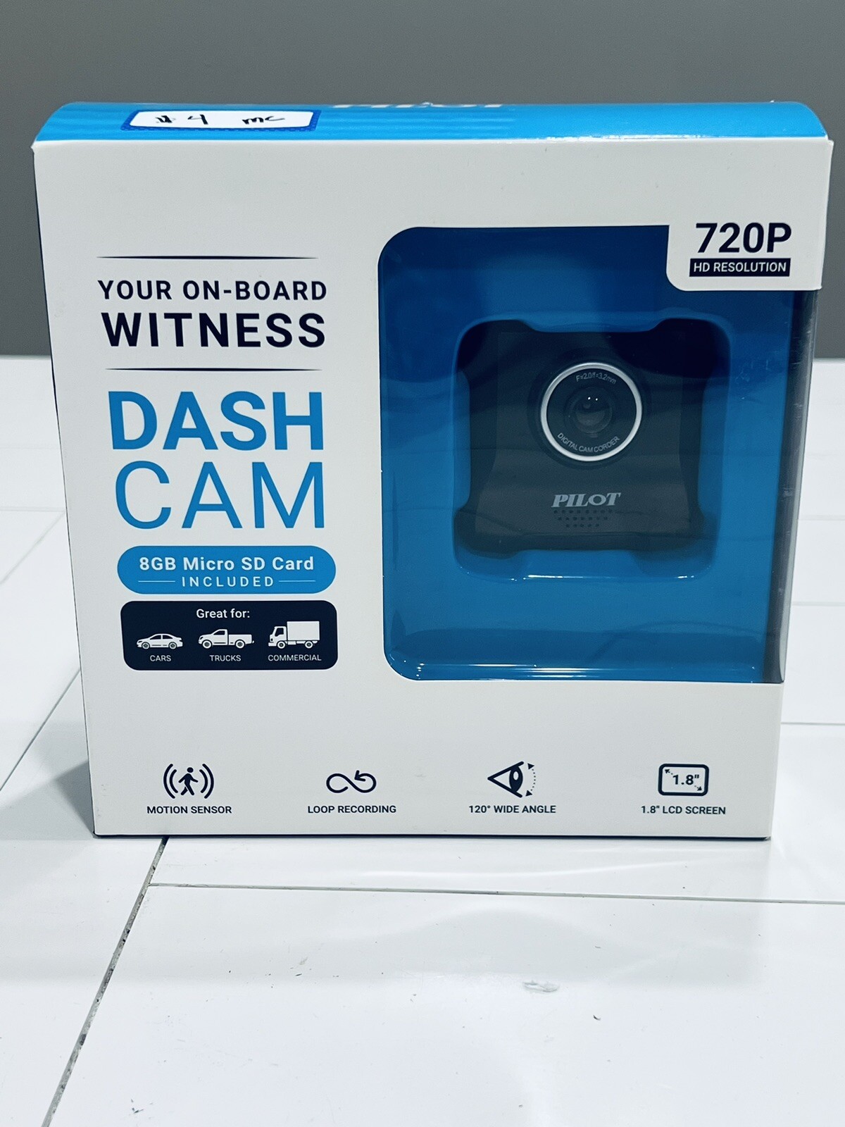 Pilot Automotive Dash Cam On-Board Witness 720p Motion Sensor With 8GB Micro SD