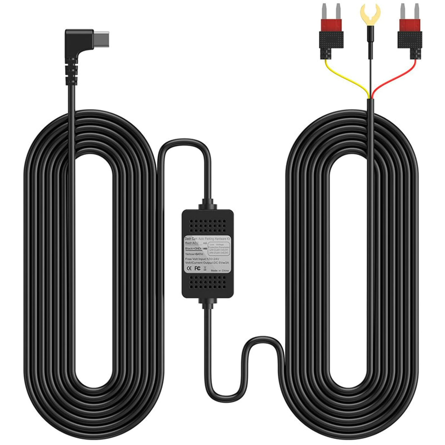 PATILWON Dash Cam Hardwire Kit USB C Port, 11.5Ft Dashboard Camera Car Charger C