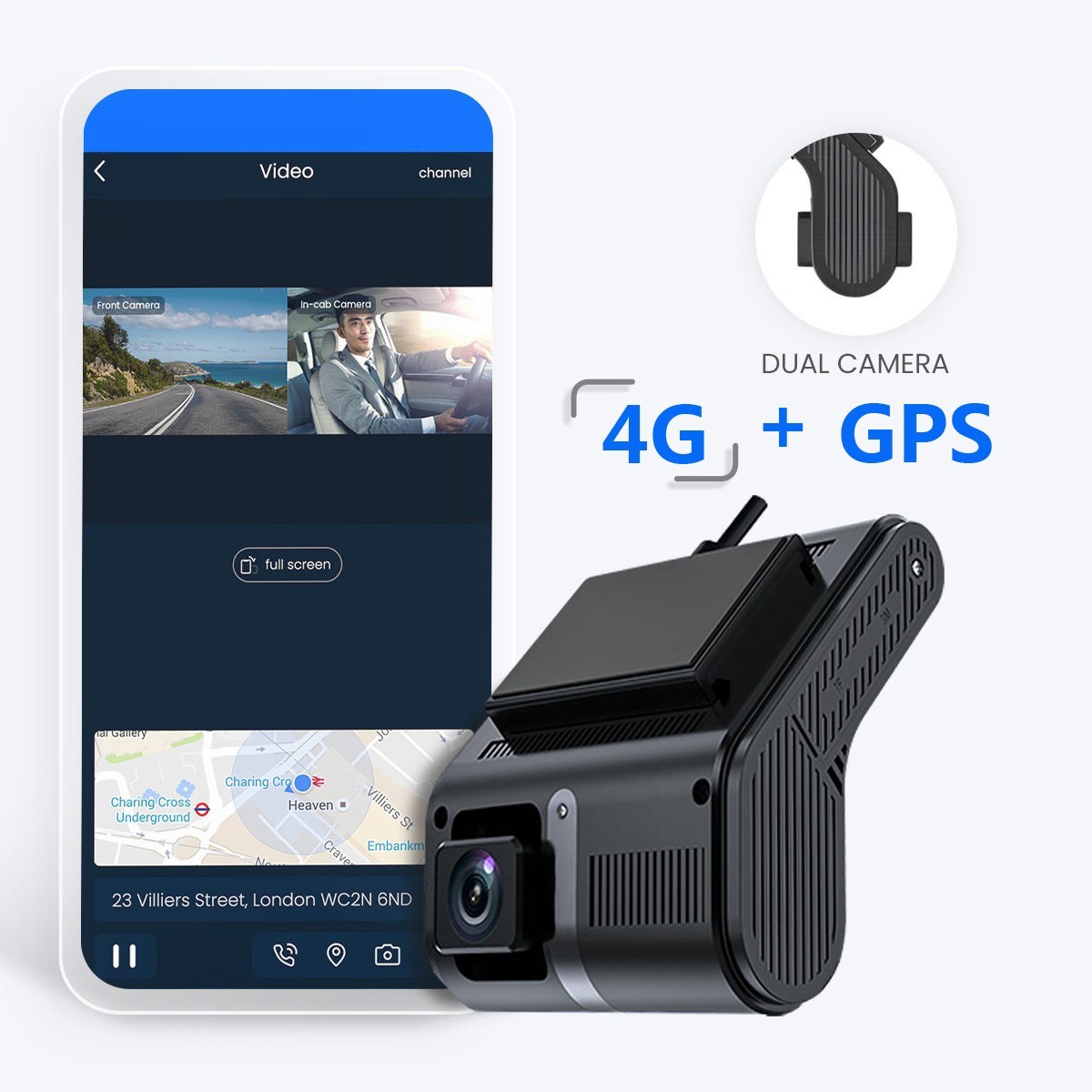 4G Dashcam Car MDVR GPS Track 2 Camera Dual Lens Video DVR Recorder Dash Camera