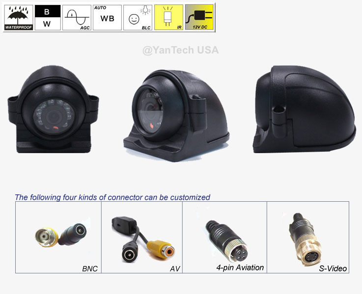 CCD COLOR 700TVL SIDE VIEW CAMERAS NIGHT VISION with 32 FT EXTENDED 4-PIN CABLE