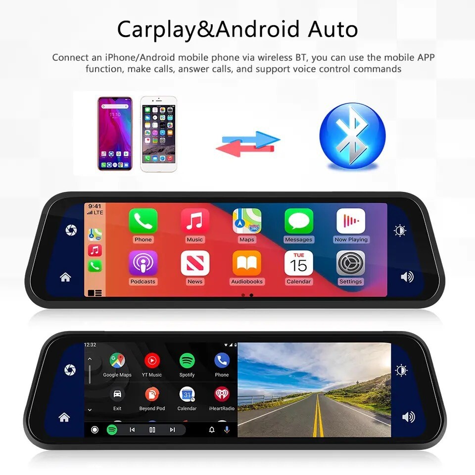 Smart Dashcam 2K HD Car Camera WIFI DVR Recorder Dual Cam Night Vision CarPlay