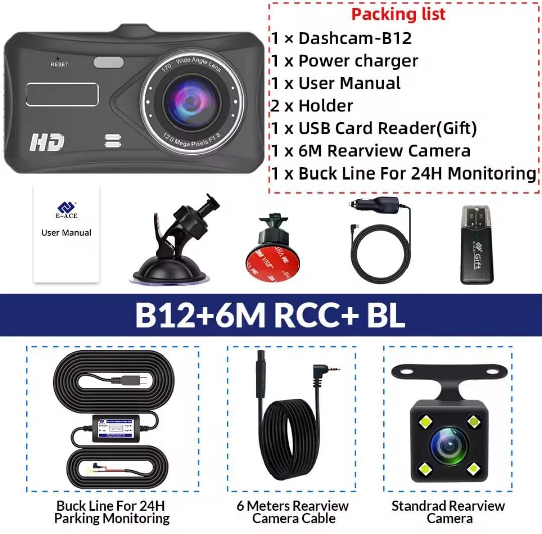 Car dashcam 24H Touch Night Vision