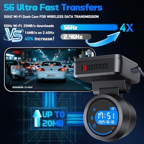 4K Front Dash Cam for Cars, WiFi & APP Control, 170° Wide Angle, Night Vision, G