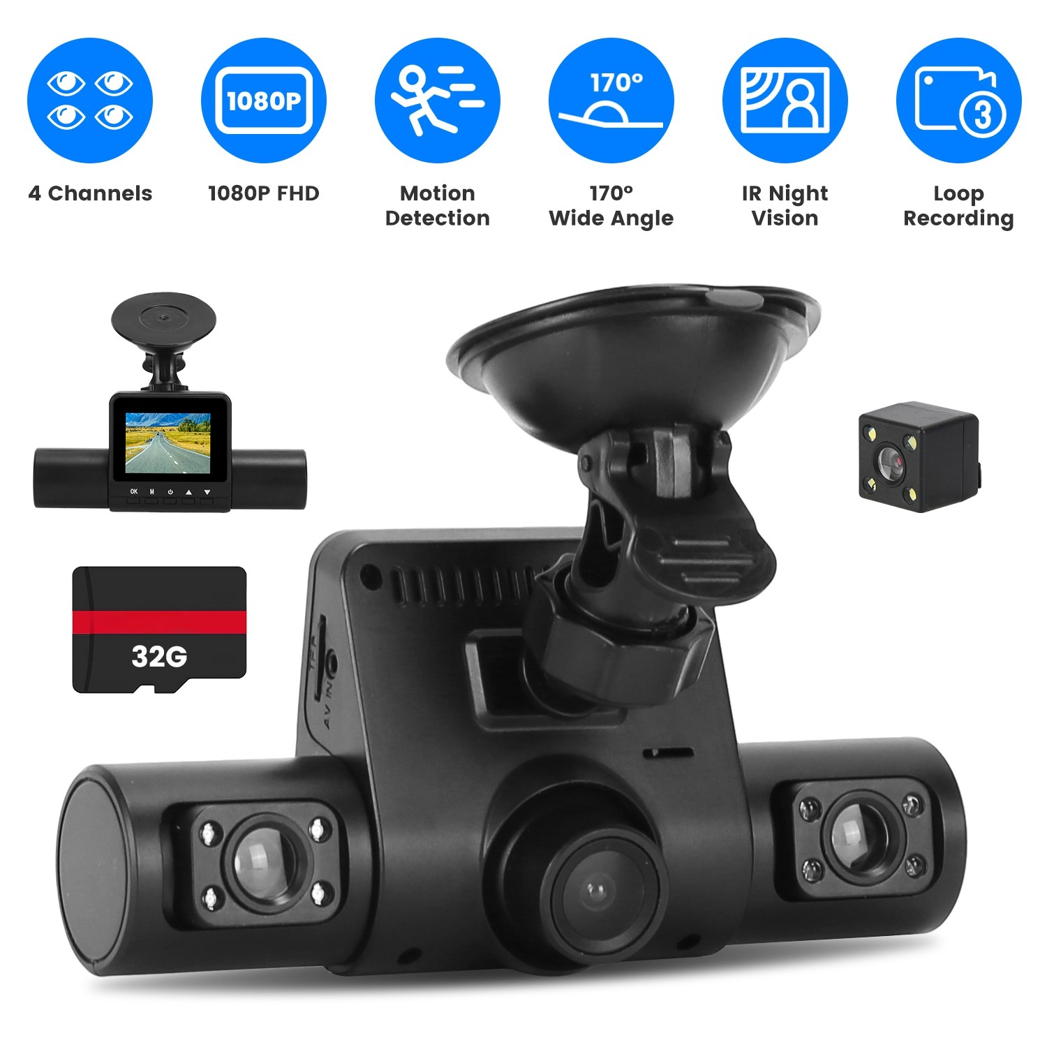 1080P 2K 4K Car Dash Camera Front Rear Dash Cam Driving Recorder Night Vision