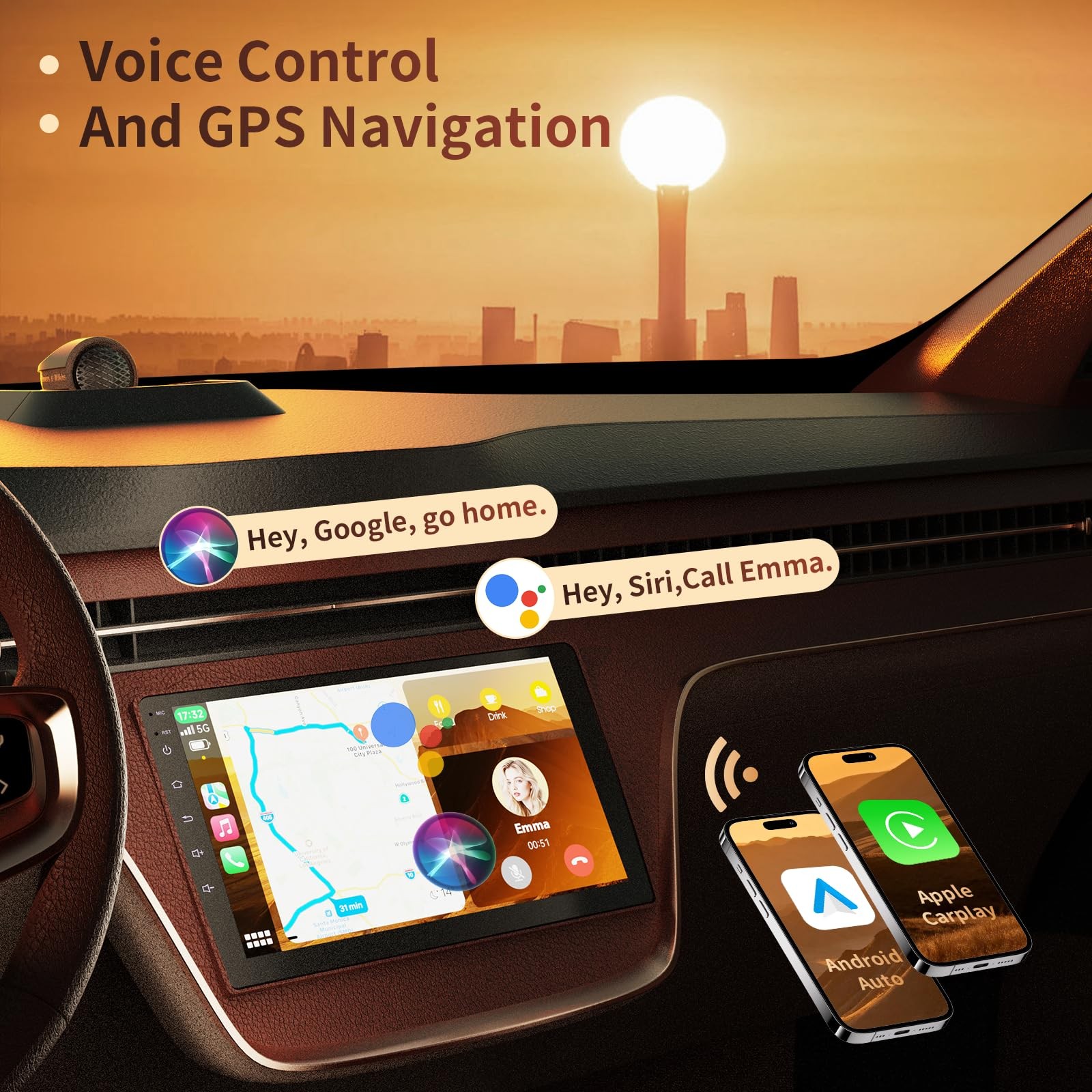 Haudio 9″ HD Touchscreen Wireless Carplay Screen Car Carplay And Android Auto