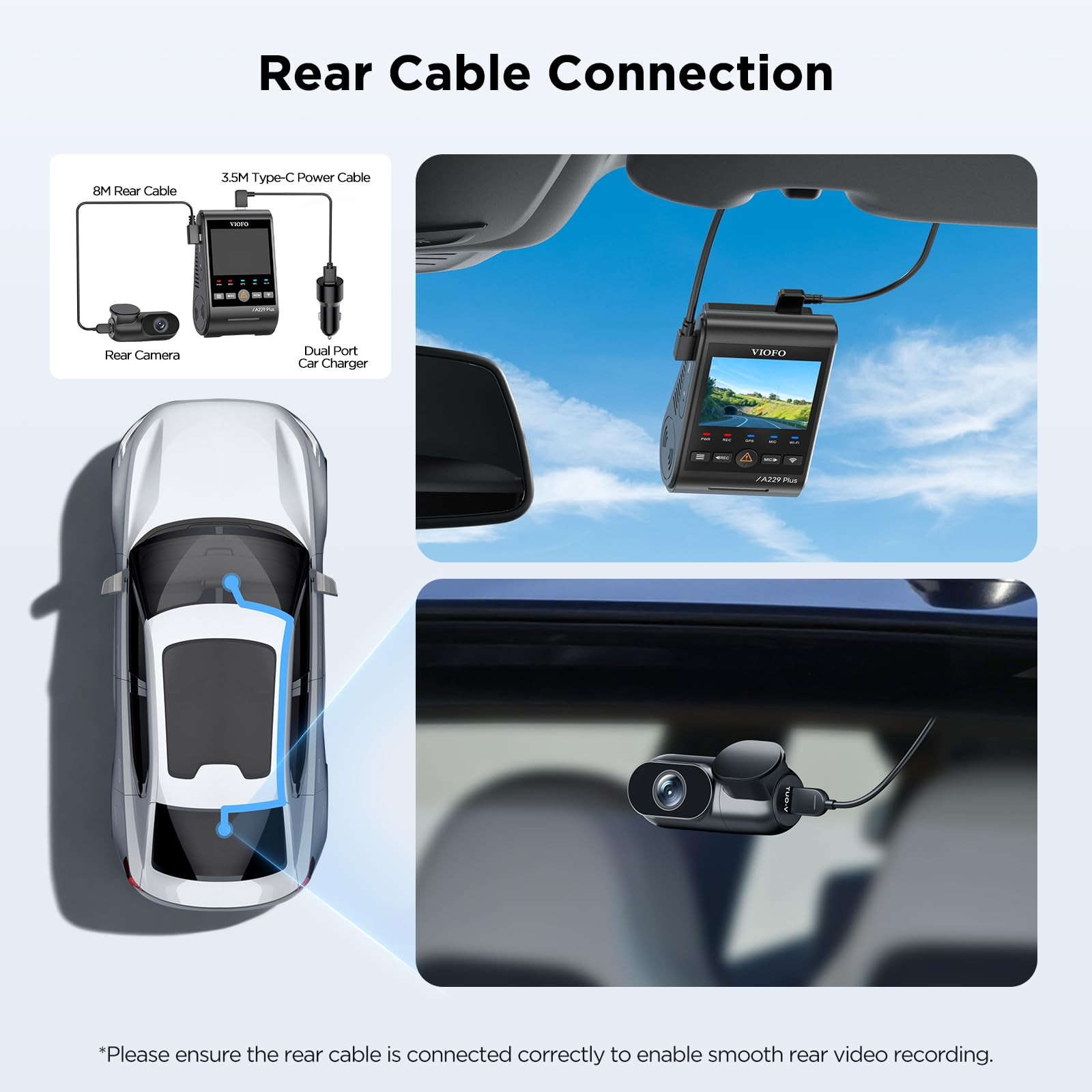 Rear Cable 8M(26.2ft) only for A229 Plus/Pro/Ultra Dash Camera