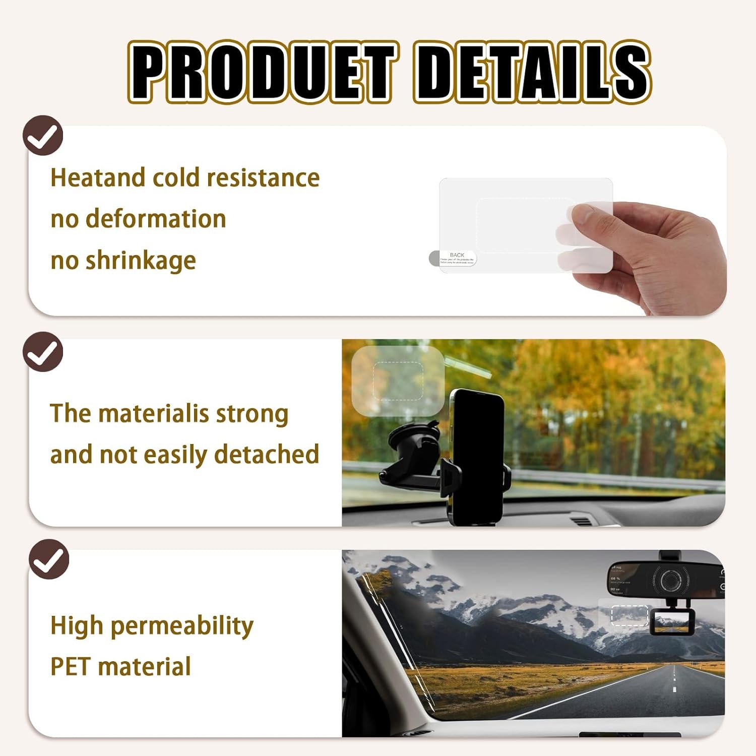 8Pcs Dashcam Windshield Sticke Clear Electrostatic Stickers Sticker