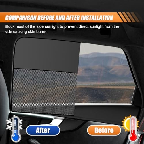Car Front & Rear Side Window Sunshade, Magnetic Automotive Front & Rear (4PCS)