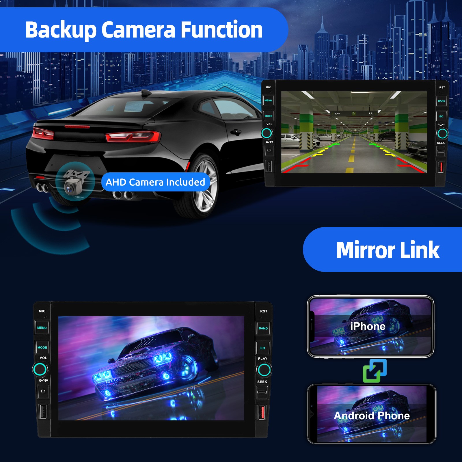 ESSGOO 9″ 4+64GB Double 2 DIN Android 15 CarPlay Wireless Stereo GPS Radio +AHD