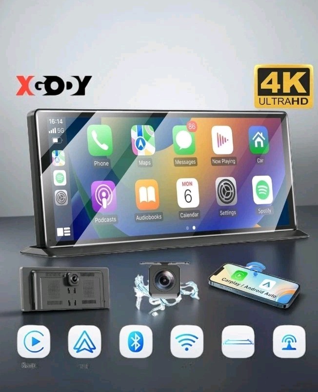 🔥XGODY 4K 10.26″Wireless Apple Carplay & Android Auto Dash Cam Car Stereo