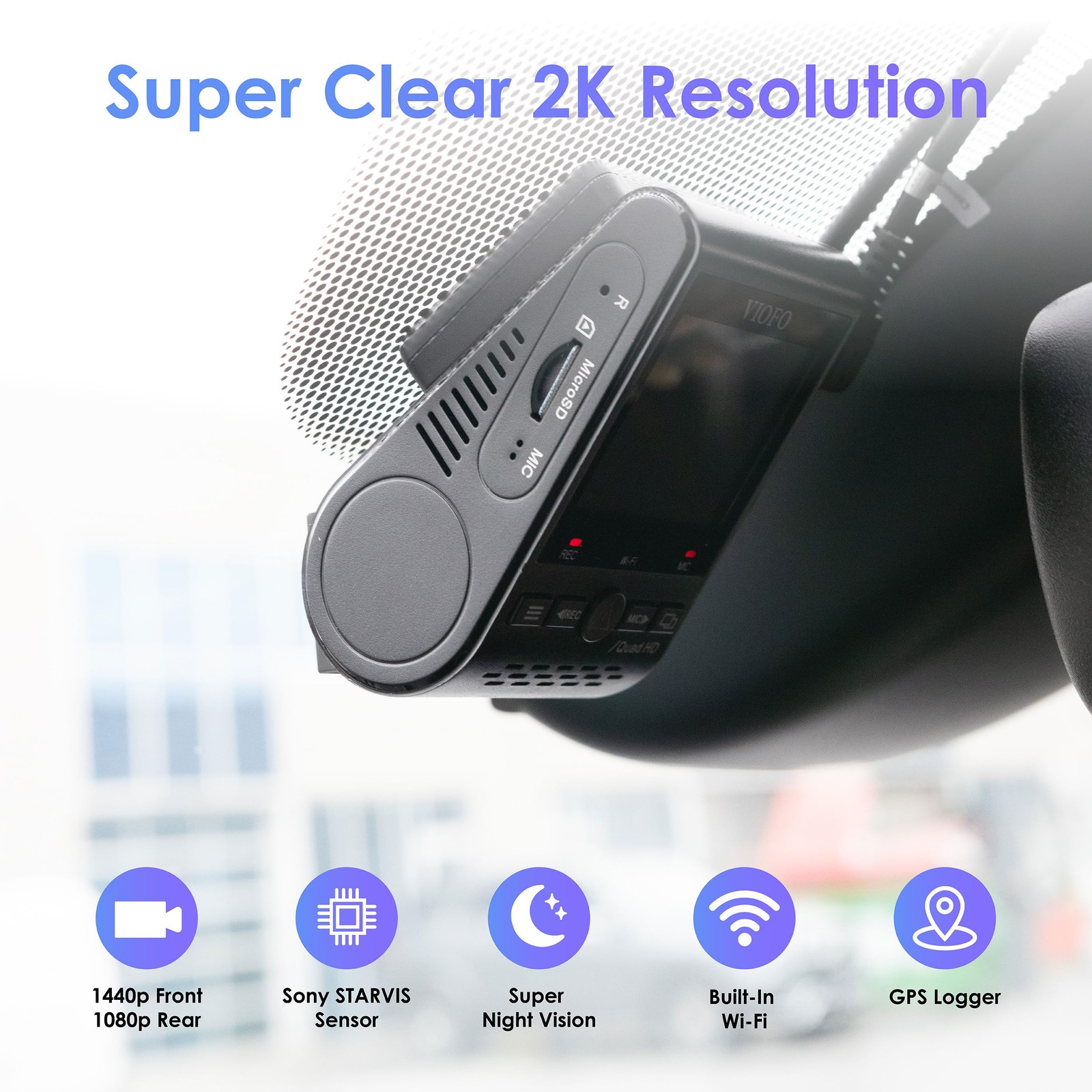 Dual Dash Cam, 2K 1440P 60fps+1080P 30fps Front and Rear Dash Camera with Wi-…