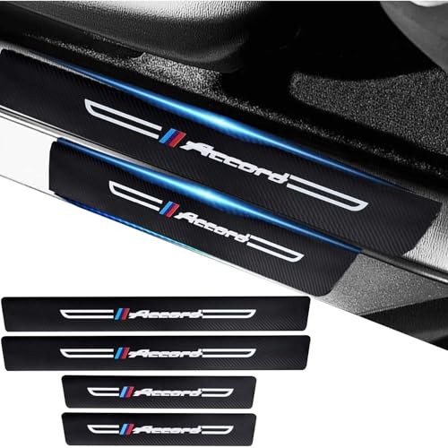 Carbon Fiber Leather Car Door Sill Protectors – Black Scuff – 4PCS