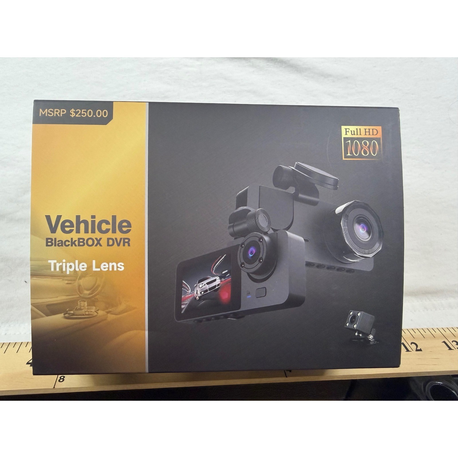 Vehicle BlackBOX DVR Dash Camera Unisex OS Black New Triple Lens HD 1080P G-Sens