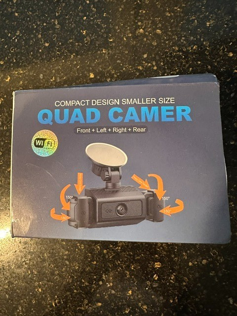 Vehicle Quad Dashcam Compact 4 Way W/Internal Memory (B7) New open box
