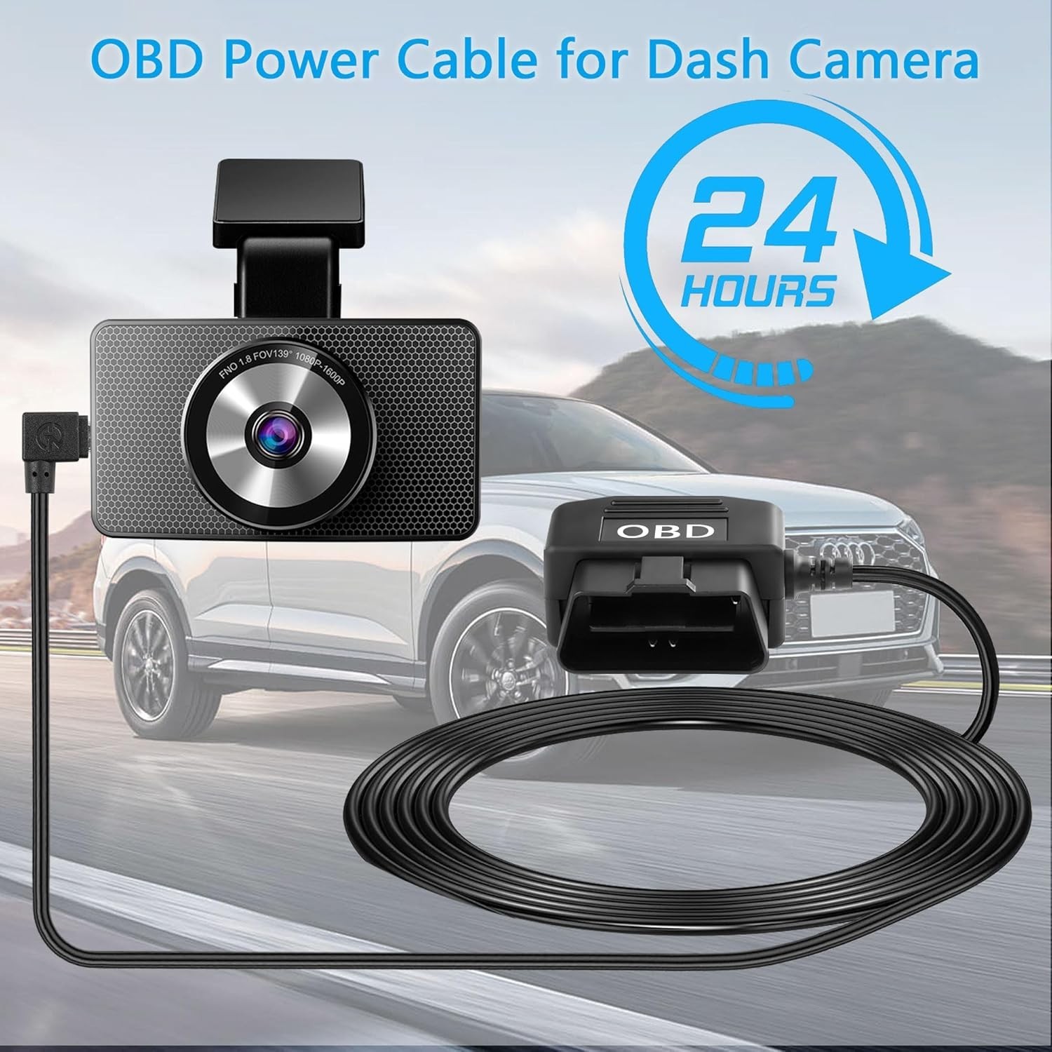 OBD Power Cable for Dash Camera OBD2 to Type C Adapter Hardwire Charger Cable