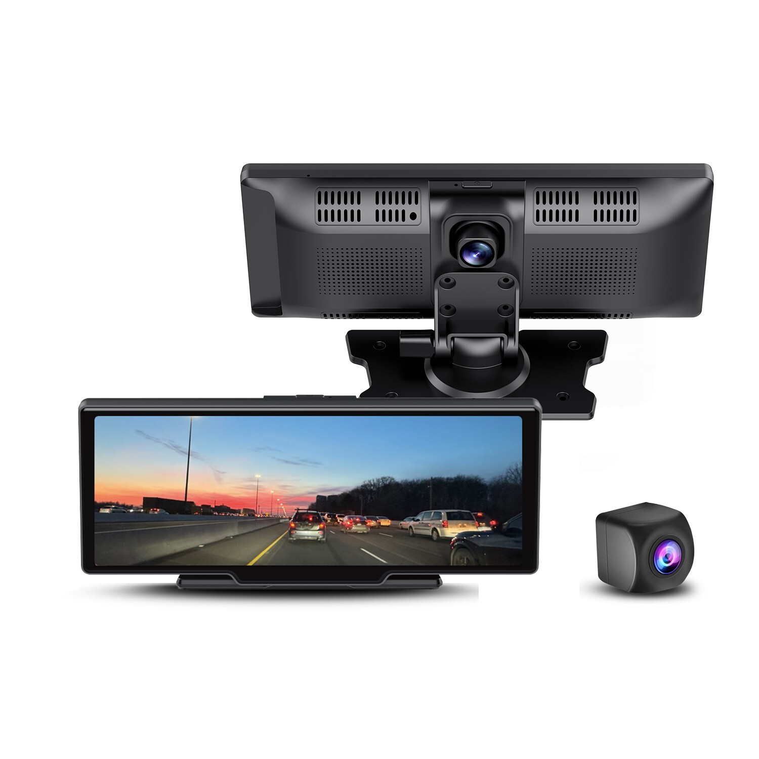 Portable Carplay & Android Auto Display with 1080P Dashcam, 10.3″ IPS Rear Cam