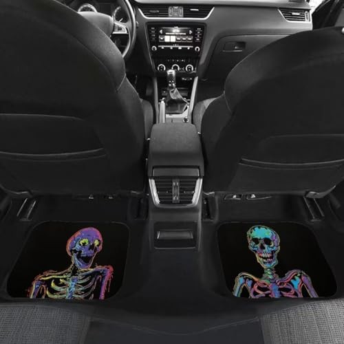 Print Skull Car Floor Mats Suitable for Cars SUVs Trucks,Front & Cool Skeleton