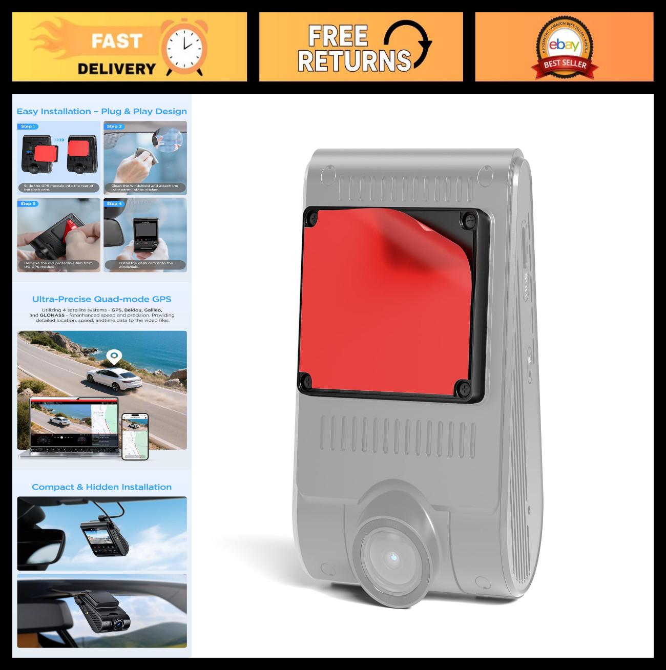 GPS Module for A329 A329S A229PRO A229PLUS A229Ultra Dash Cam – High Precision T