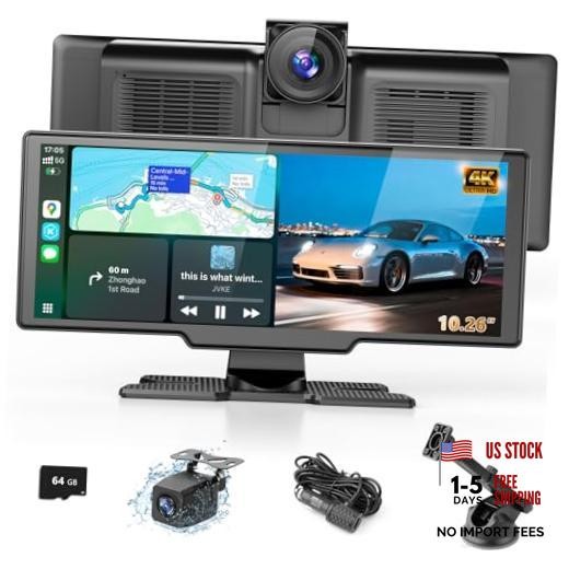 Portable Wireless Carplay Screen with Dashcam – 10.26 Inch Car Play Tablet