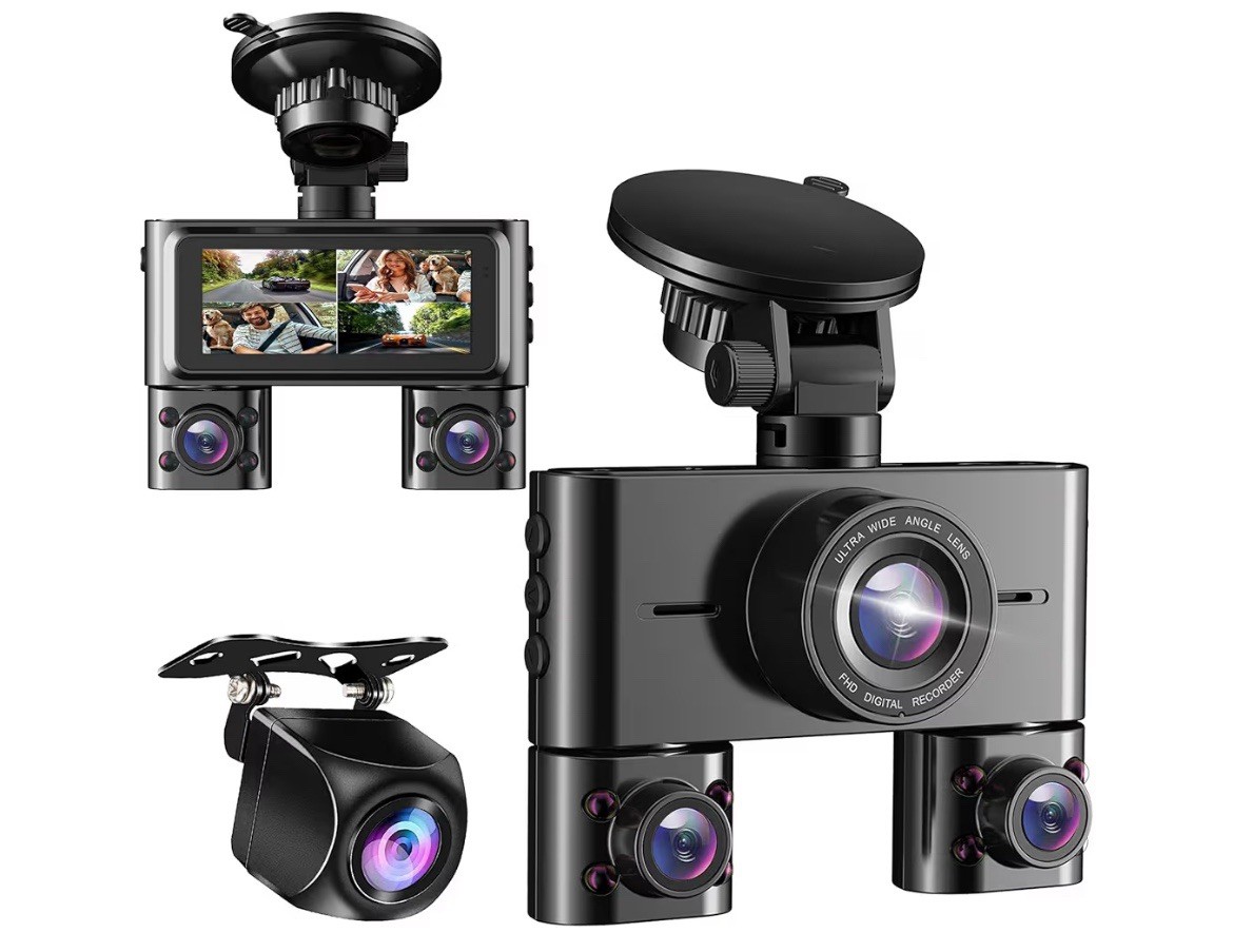 360° Dash Cam Front & Rear Inside 4 Channel FHD 1080Px4 WiFi Night Vision Camera