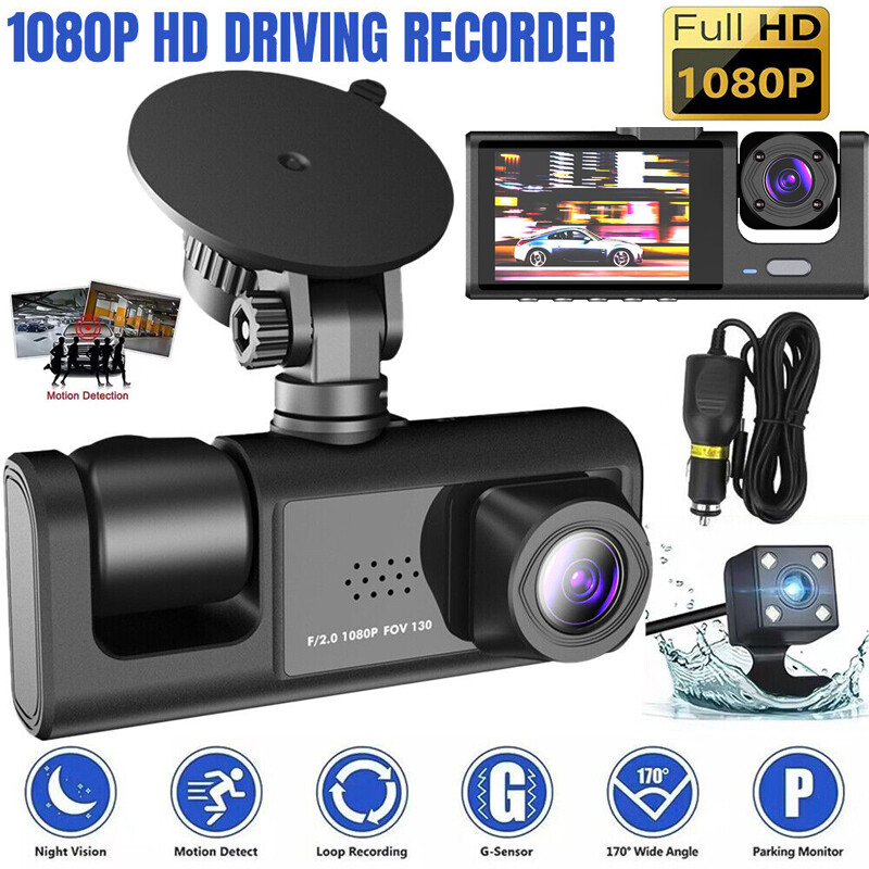 3 lenses Camara De Seguridad Para Carro Auto Delantero/Trasero/Interior Dash Cam
