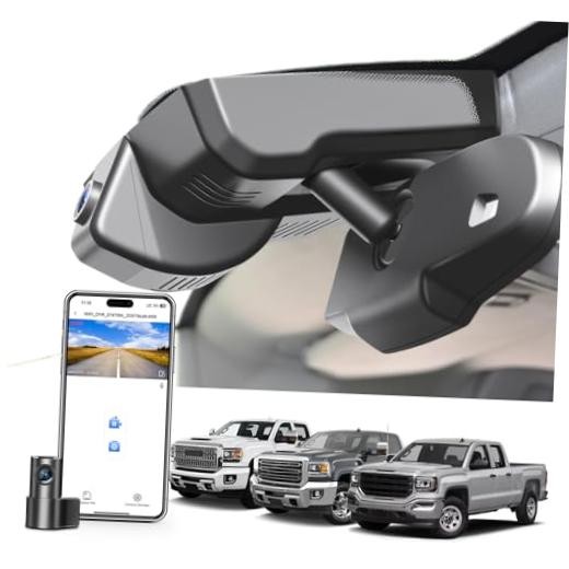 4K Dash Cam for GMC Sierra 1500 2014-2018, Model D Front 4K and Rear 1080P