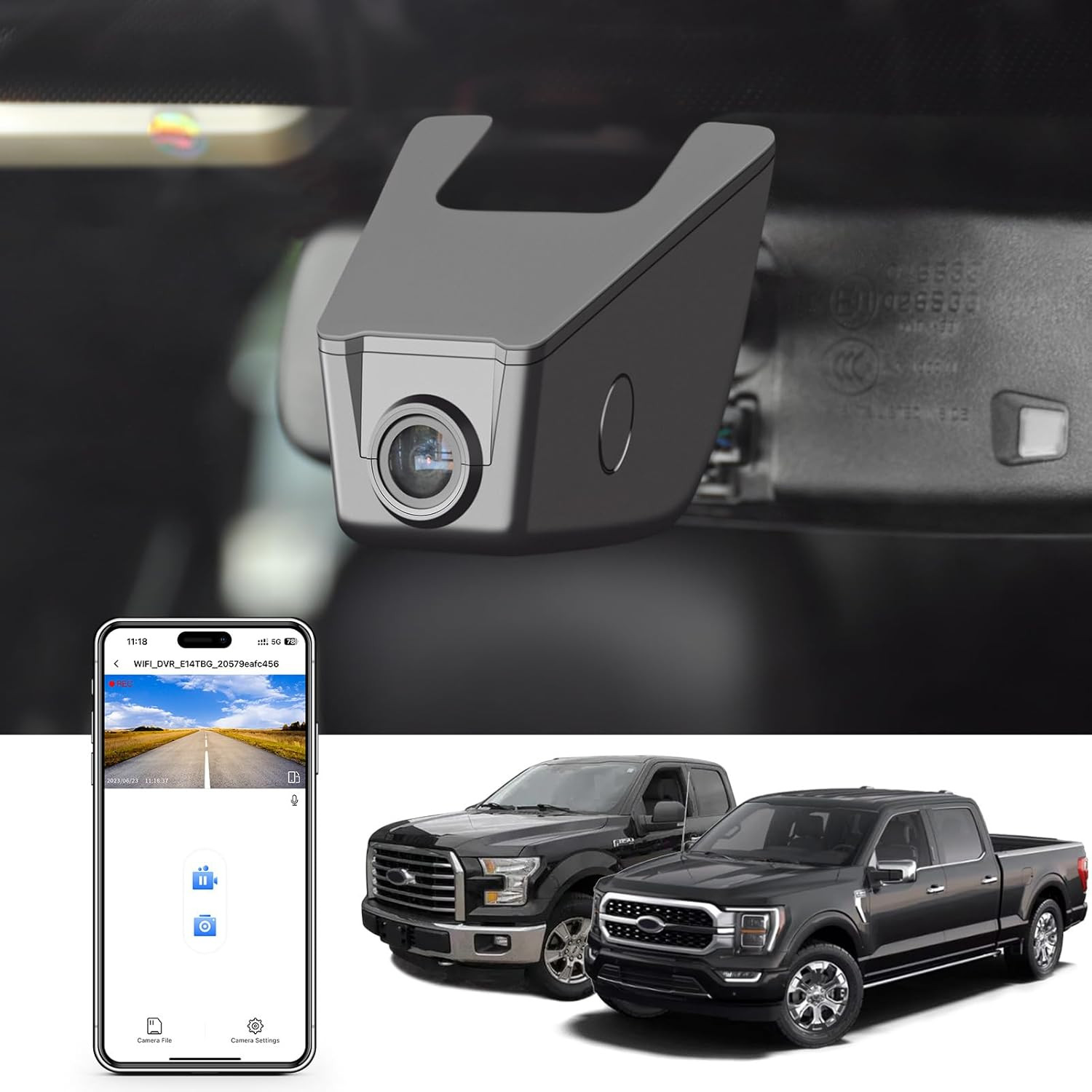 4K Dash Cam Fit for Ford F150 2013-2017 F250/F350 Super Duty 2015-2019 XLT Laria