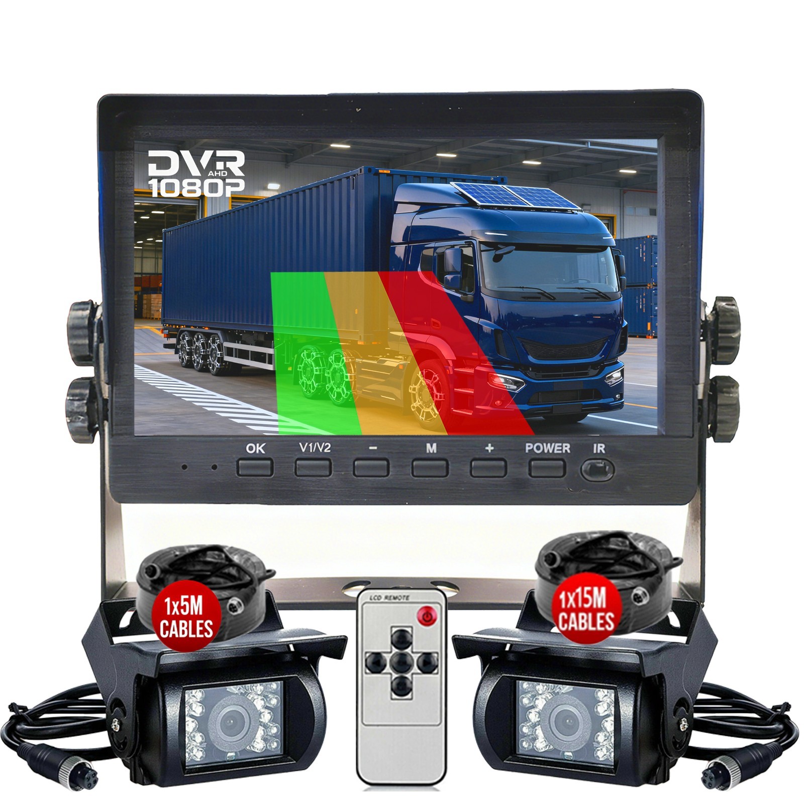 7” Monitor DVR AHD 1080P Backup Camera BSD for RV Truck Trailer Bus Van