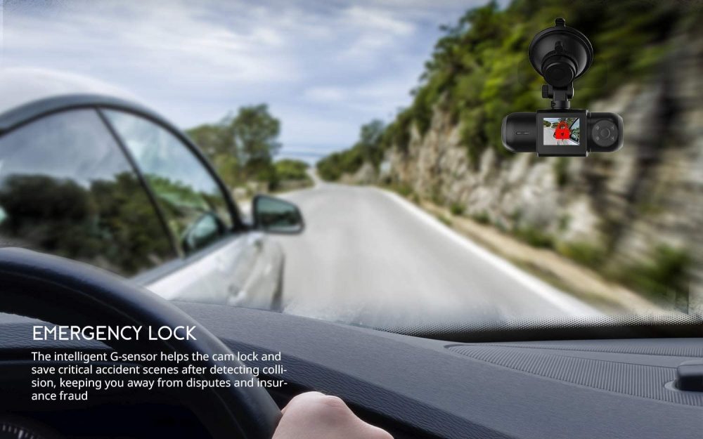 Dual Dash Cam 1080P Built-in GPS & WiFi Night Vision Parking Monitor 64GB Card