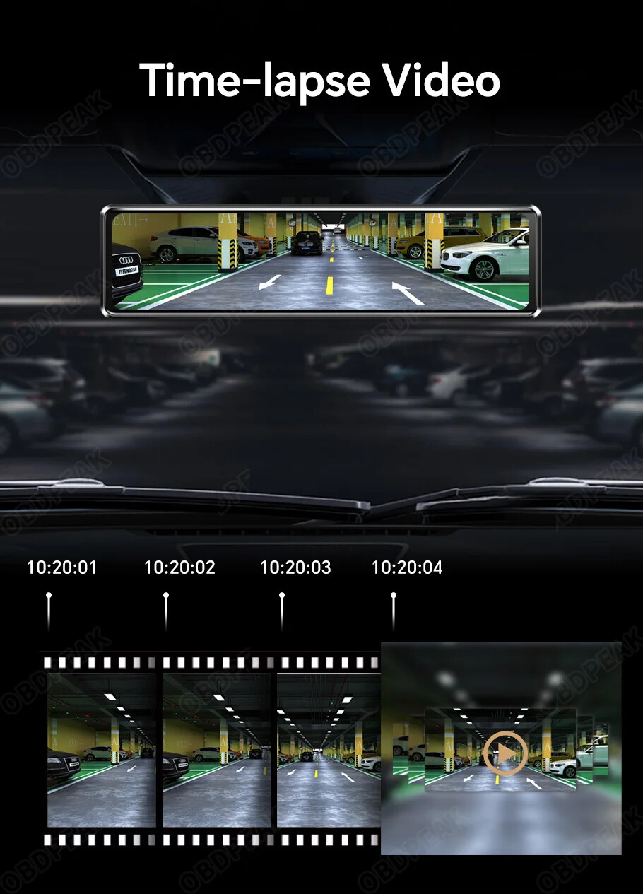 A8 4CH 11.26” Rearview Mirror Dash Cam 4K Front,Rear and Side FHD 3*1080P