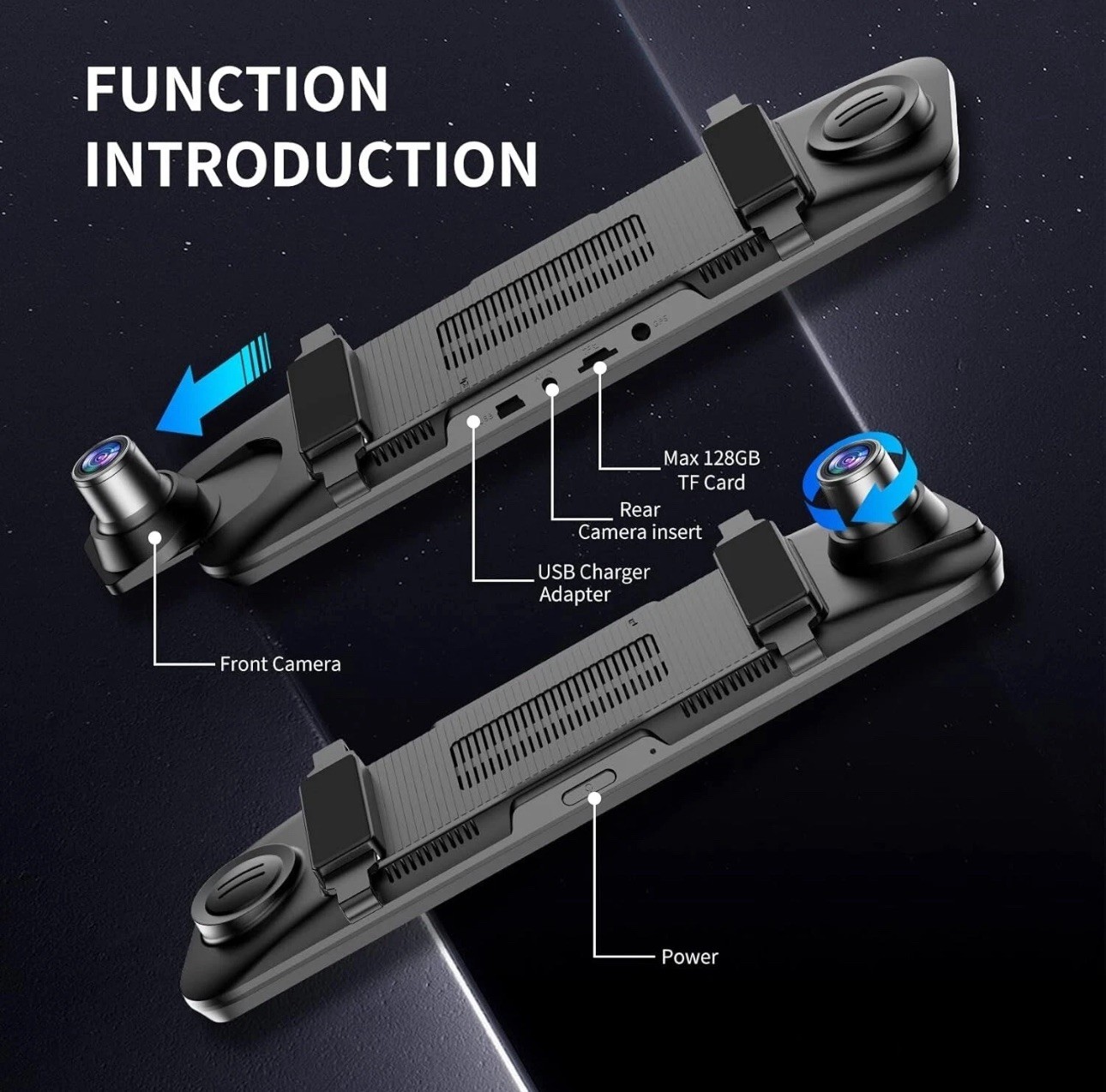 Espejo Retrovisor Con Camara Vigilancia 1080P Para Carro Auto Full HD Tactil 10″
