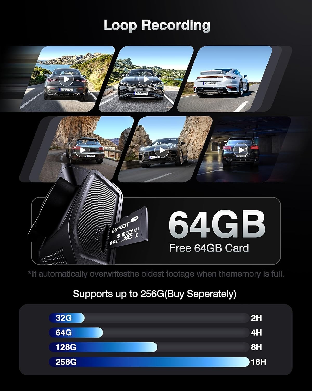 4K+2K Dash Cam Front & Rear, Dash Camera for Cars 2 Channel, 64GB Card Dual WiFi