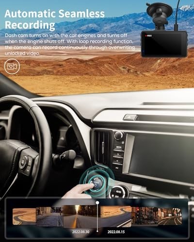 2.5K Dash Cam 1440P QHD Car Camera, 32GB Card, 3″ Display, Night Vision, 170° An