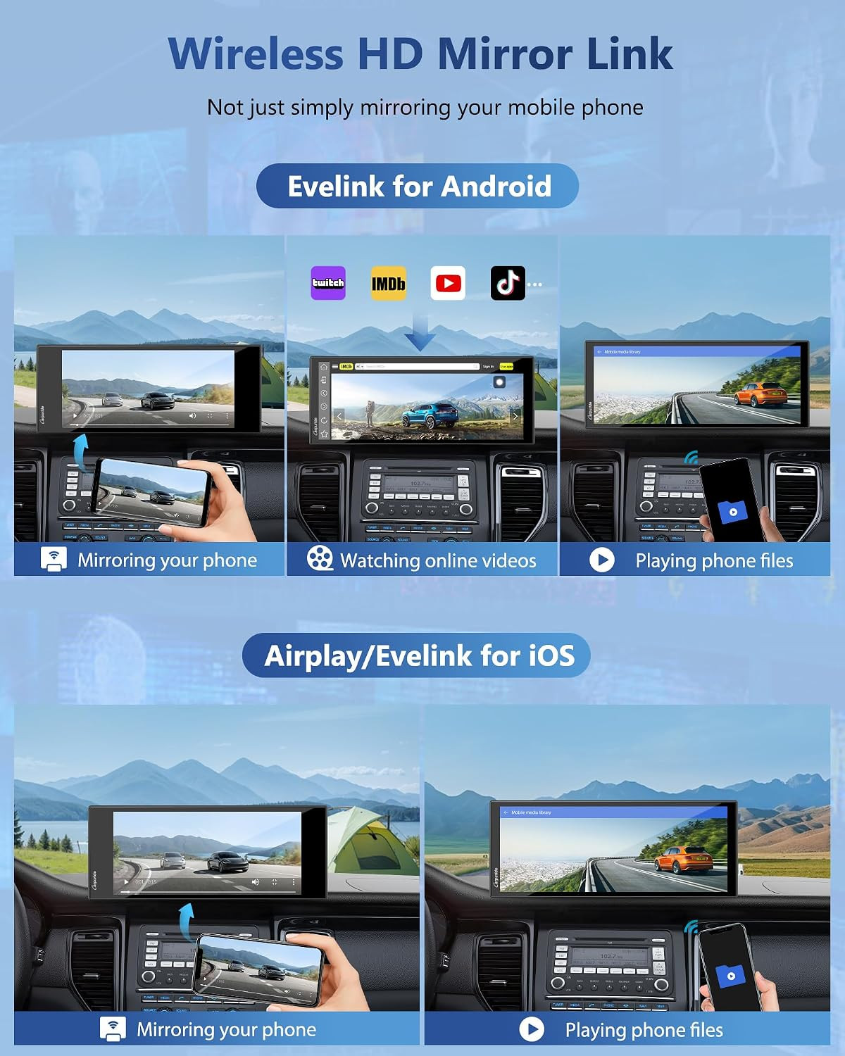Carplay Screen for Car with 4K Dash Cam & 1080P Backup Camera | 11.26″ Portable