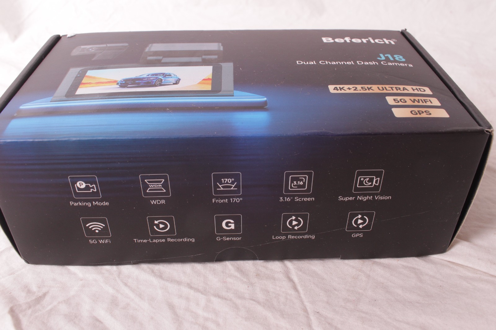 NEW Beferich 4K Front & Rear Dash Camera Built-in 5G Wi-Fi GPS w/ 64GB Card