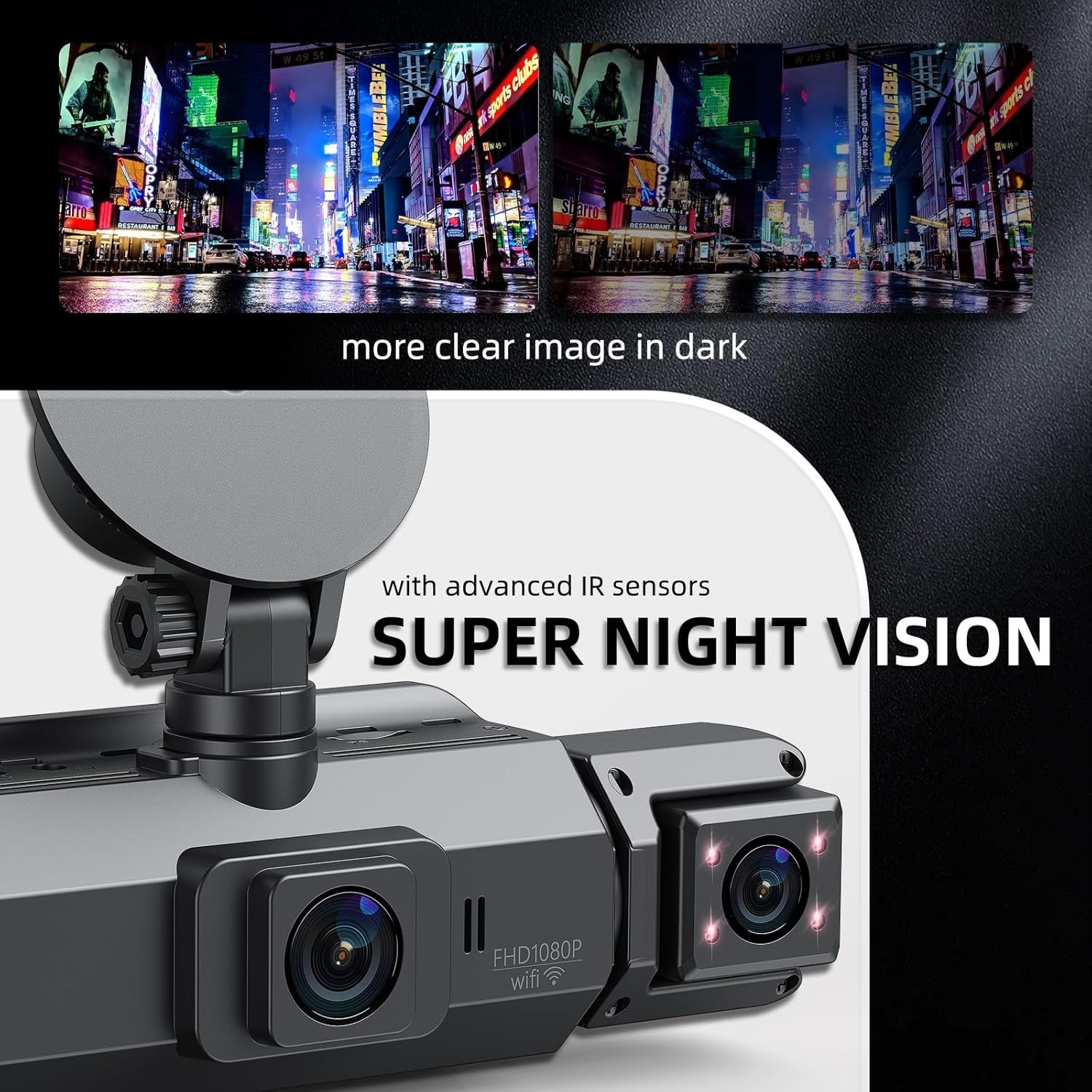 1080P 4 Channel Wifi Dash Cam Driving Recorder HD Car Front+Rear Camera G-Sensor