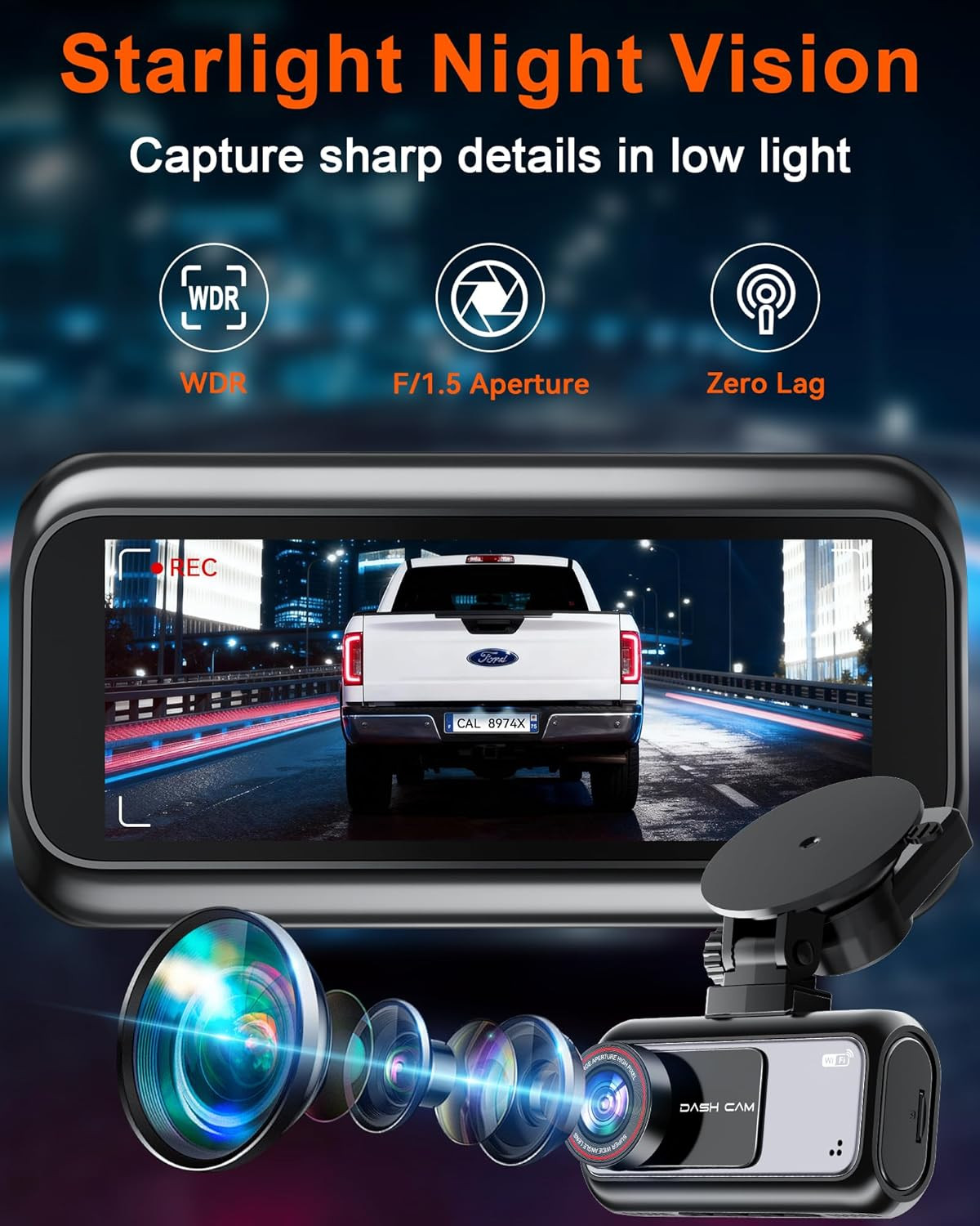 Truck Dash Cam Easy-Steup: Dual Camera 4K Front and 2K Rear with Night Vision GP