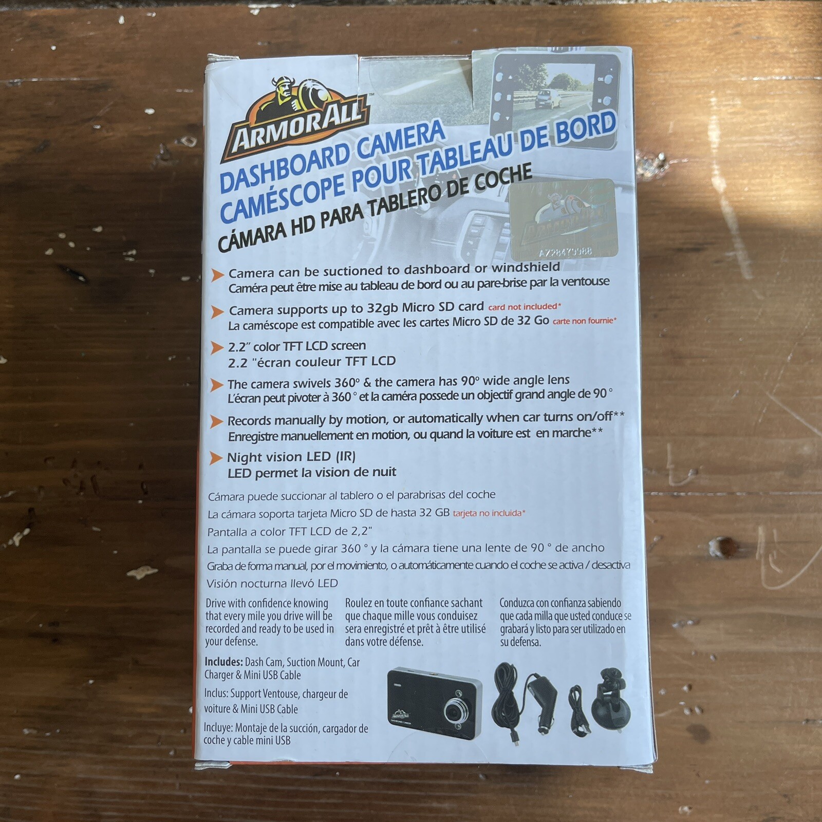 ArmorAll HD Dashboard Recording Camera. New In Sealed Box. 360 Swivel, Color.