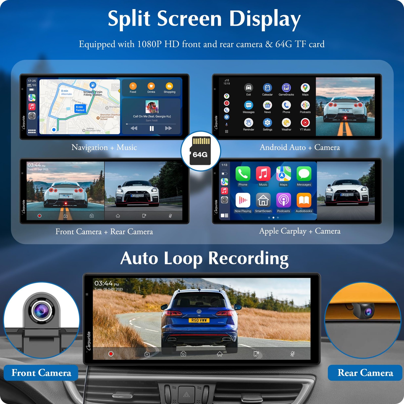 2025 Carpuride W903 Wireless Carplay Android Auto with Dash Cam – 9.3 HD IPS…