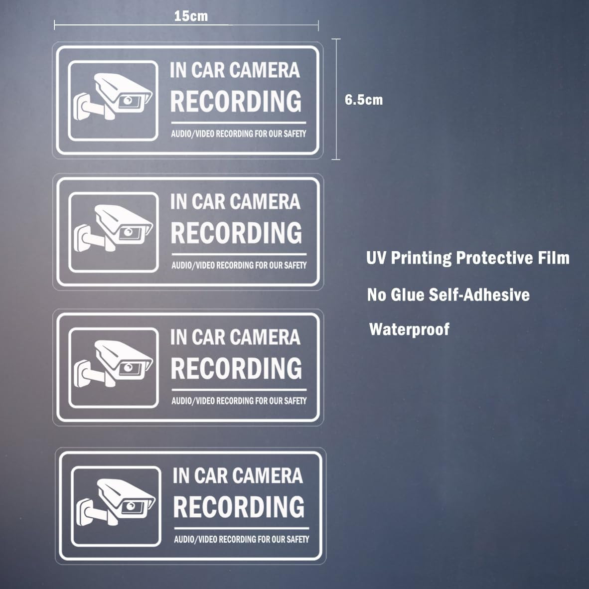 4Pcs for Car in Car Camera Recording Sign for car, Audio Video Recording Wind…