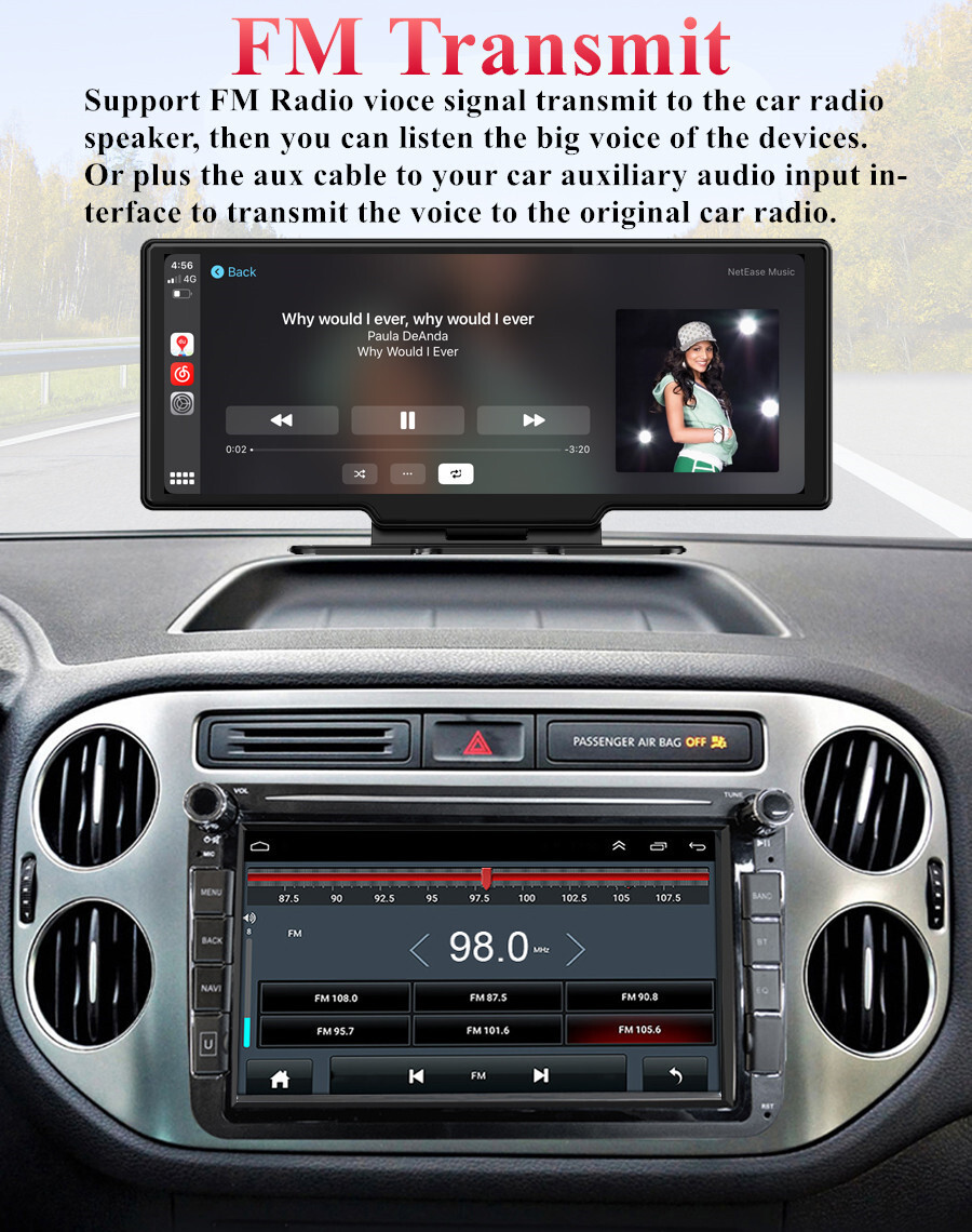 Car Dash Cam 4K Dashboard DVR Video Recorder For Carplay APP Control Bluetooth