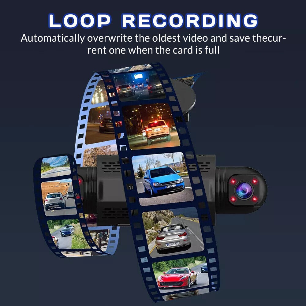 4 Channel Dash Cam 360° for Uber, 4 Way Recording Front Rear Inside Cabin