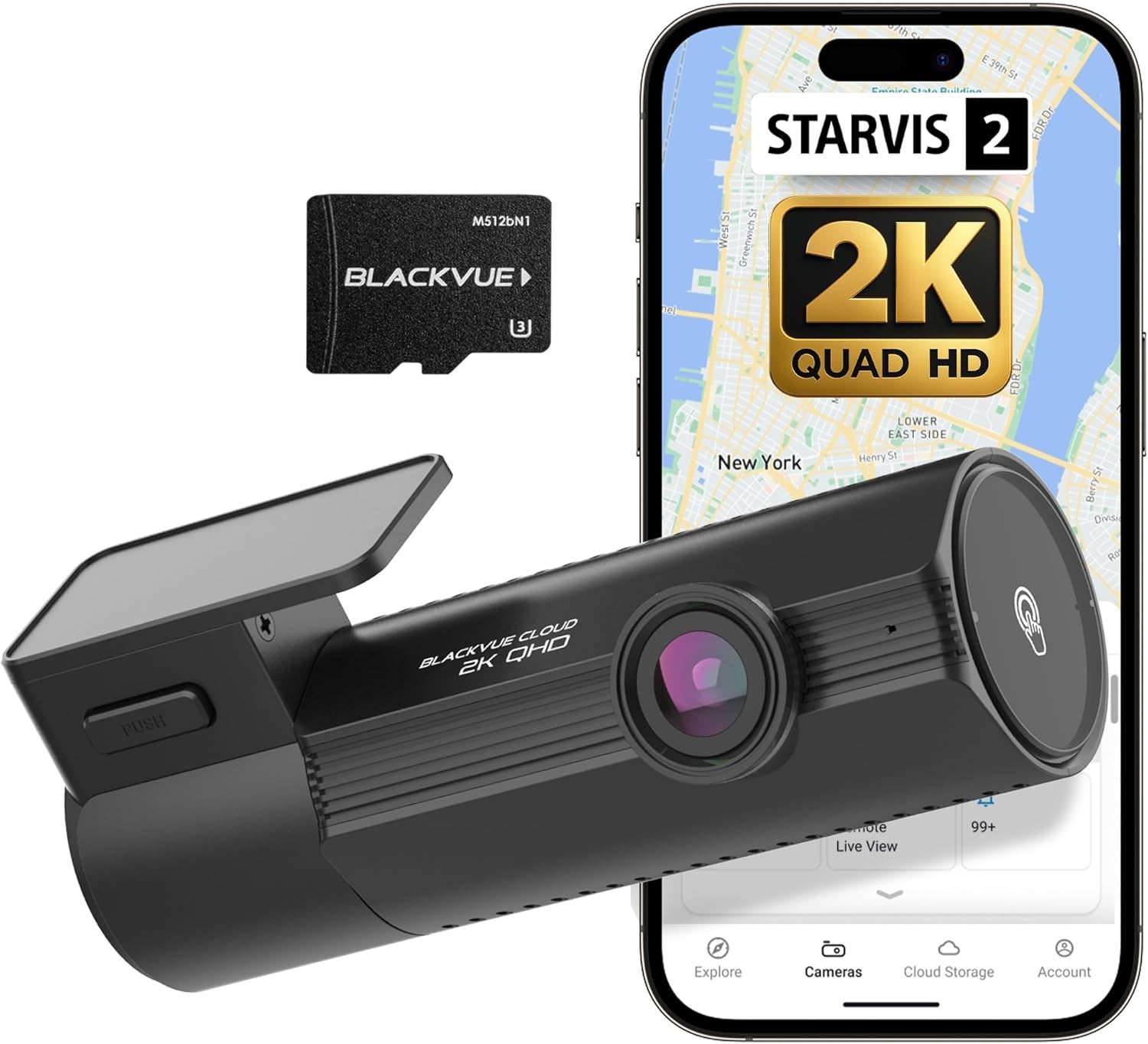 BlackVue Elite 8-1CH Dash Cam –2K QHD Front Camera with STARVIS 2 Sensor (256GB)