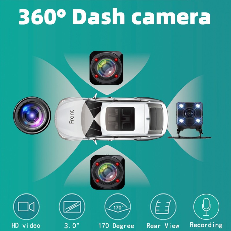 Car Dash Cam Front Left Right Rear Camera WiFi DVR Video Recorder Night Vision